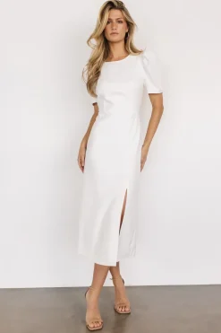 Discount Baltic Born Younge Puff Sleeve Midi Dress | Off White