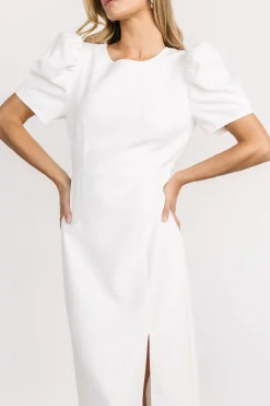 Discount Baltic Born Younge Puff Sleeve Midi Dress | Off White