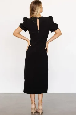 Fashion Baltic Born Younge Puff Sleeve Midi Dress | Black