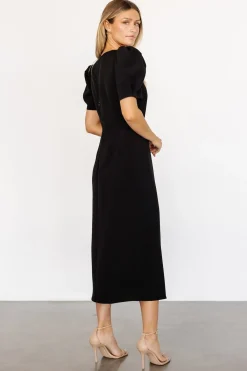 Fashion Baltic Born Younge Puff Sleeve Midi Dress | Black
