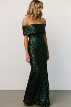 Outlet Baltic Born Yvonne Off Shoulder Sequin Gown | Green