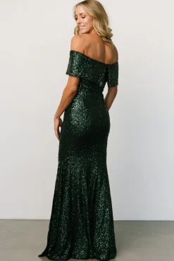 Outlet Baltic Born Yvonne Off Shoulder Sequin Gown | Green