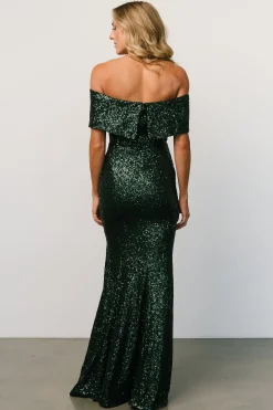 Outlet Baltic Born Yvonne Off Shoulder Sequin Gown | Green