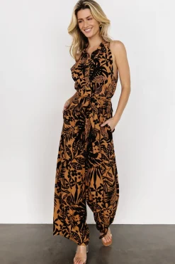 Fashion Baltic Born Zendaya Jumpsuit | Camel + Black Print